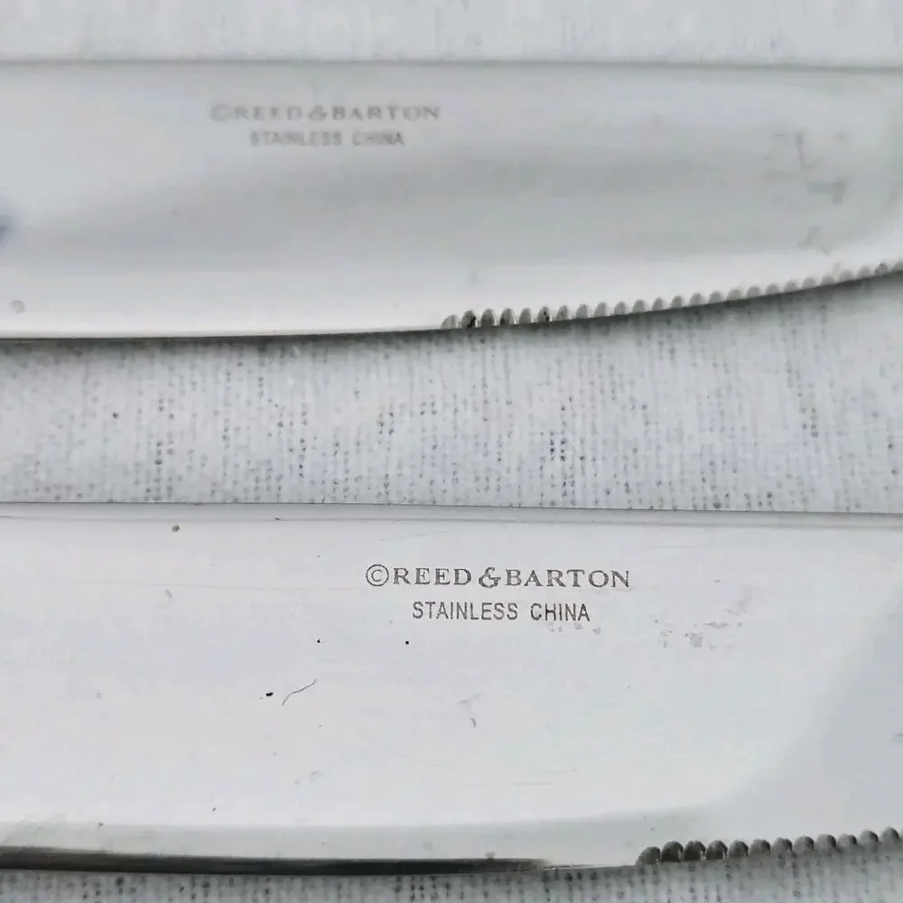 Set of 8 Reed & Barton Stainless Steel Serrated Steak Knives Dinner Cutlery